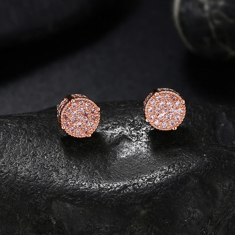 Iced Out CZ Round Stud Earring