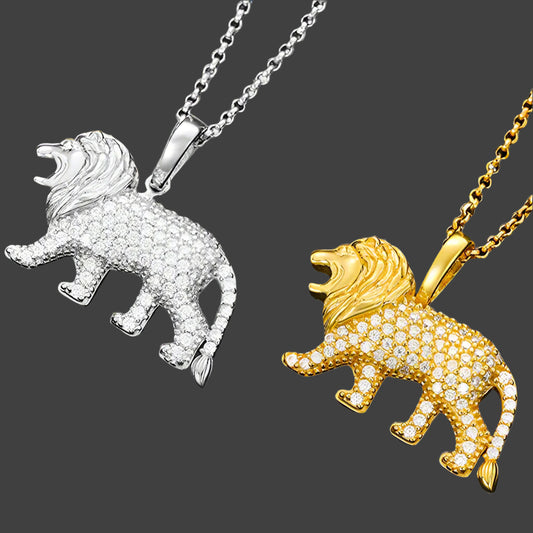 Moissanite Lion Pendant with 40cm Chain