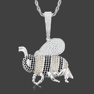 Plated Bee Pendant w Rope Chain