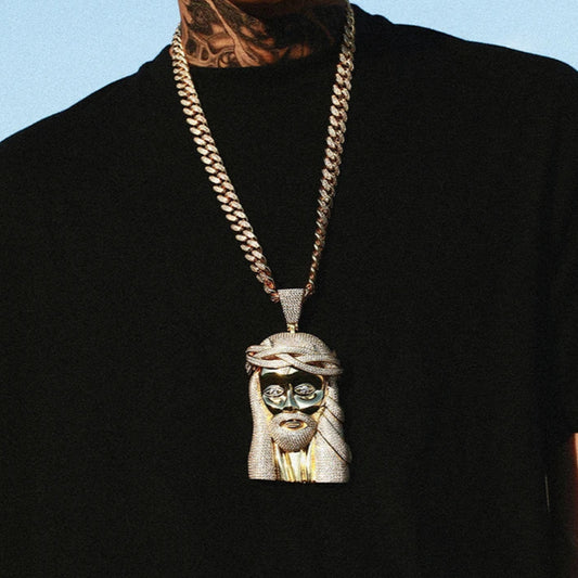 Jesus Piece Pendant w 18in Cuban Chain