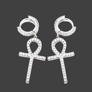 Iced Out CZ Egyptian Ankh Earring