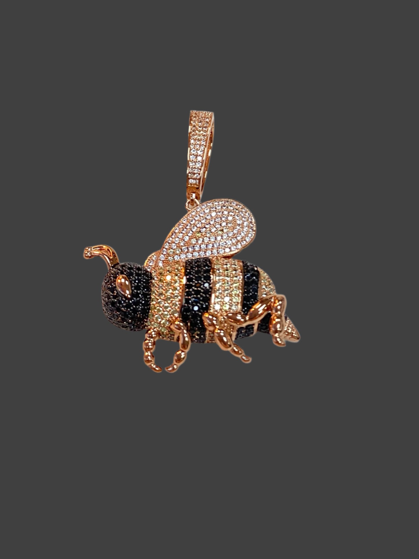 Plated Bee Pendant w Rope Chain