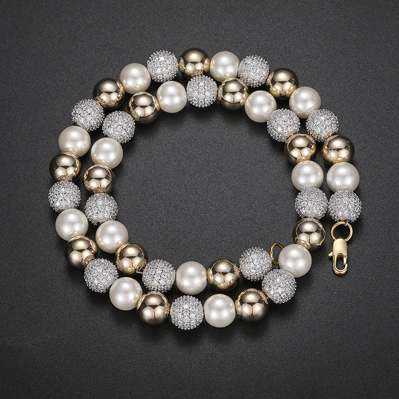Iced Out CZ Pearl Necklace
