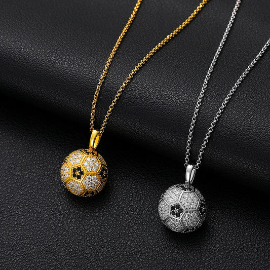 Moissanite Soccer Ball Pendant with 40cm Chain