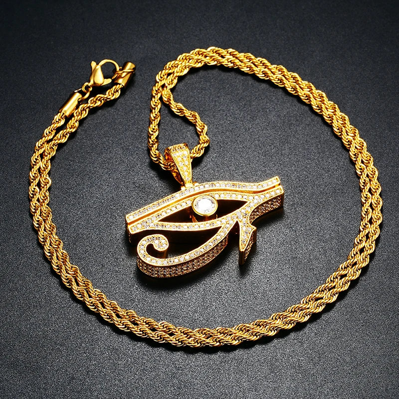 Eye of Horus Pendant w Rope Chain