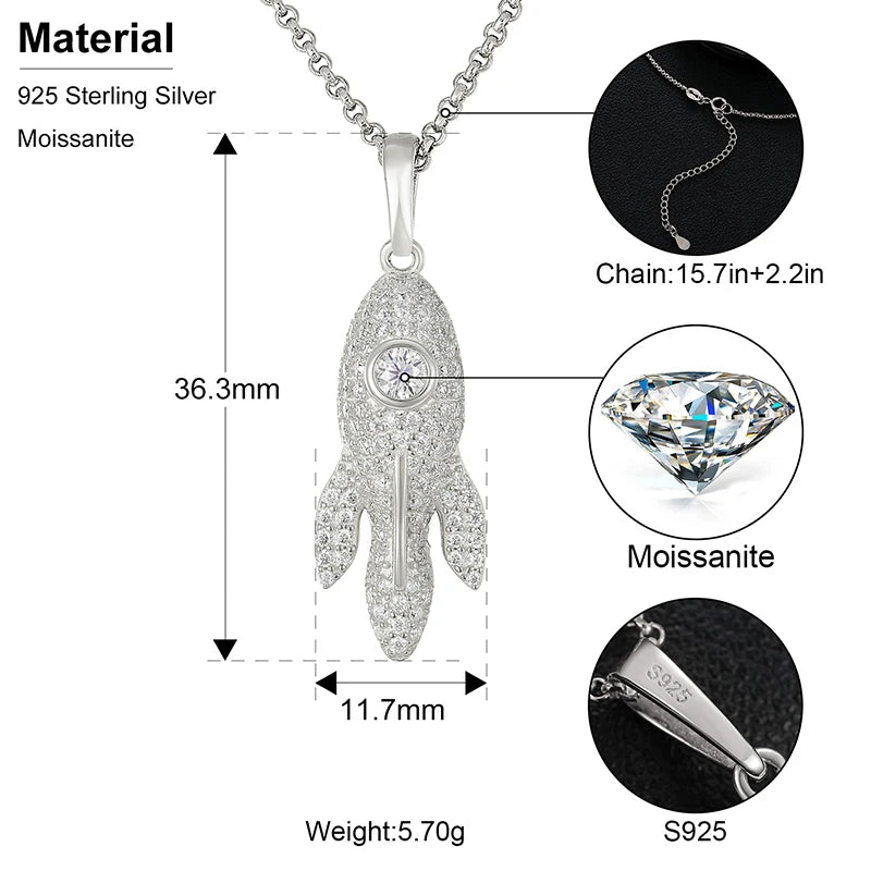Moissanite Whale Pendant with 40cm Chain
