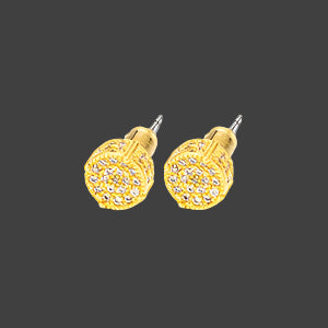 Iced Out Round Stud w Spotted CZ Center Earring