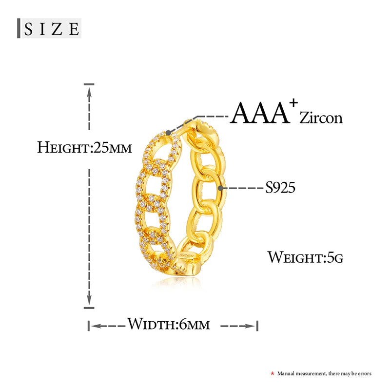 Sterling Silver Cuban Link Earring
