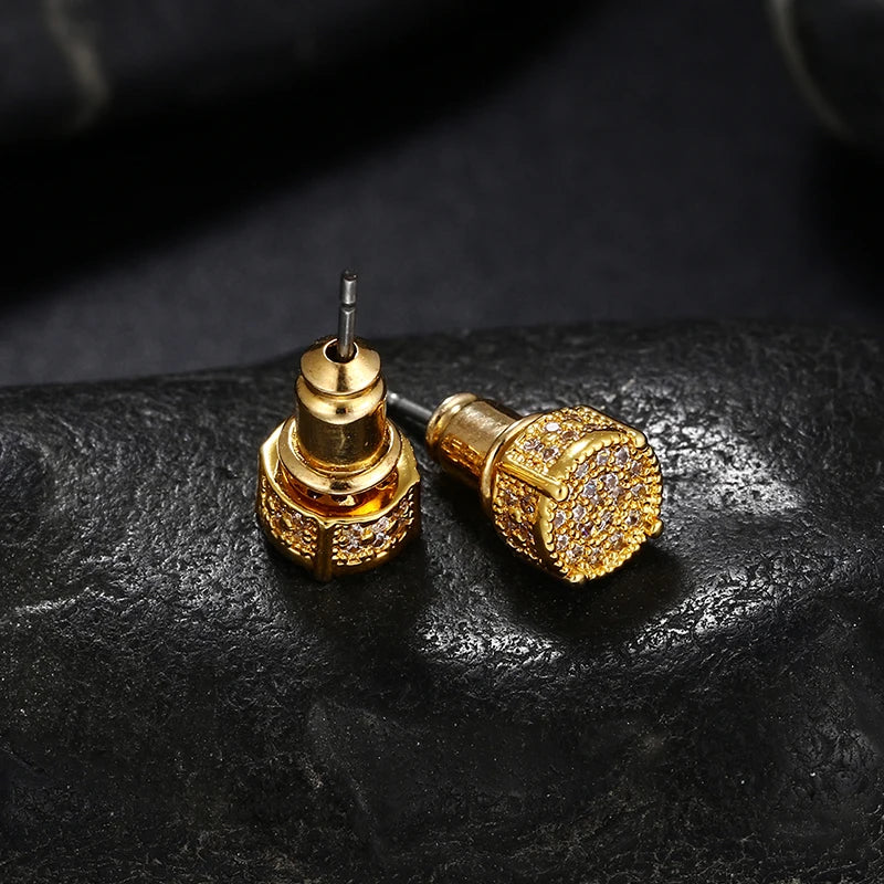 Iced Out CZ Round Stud Earring