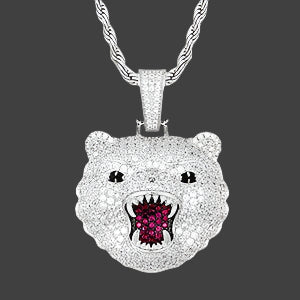 Roaring Bear Pendant w Rope Chain