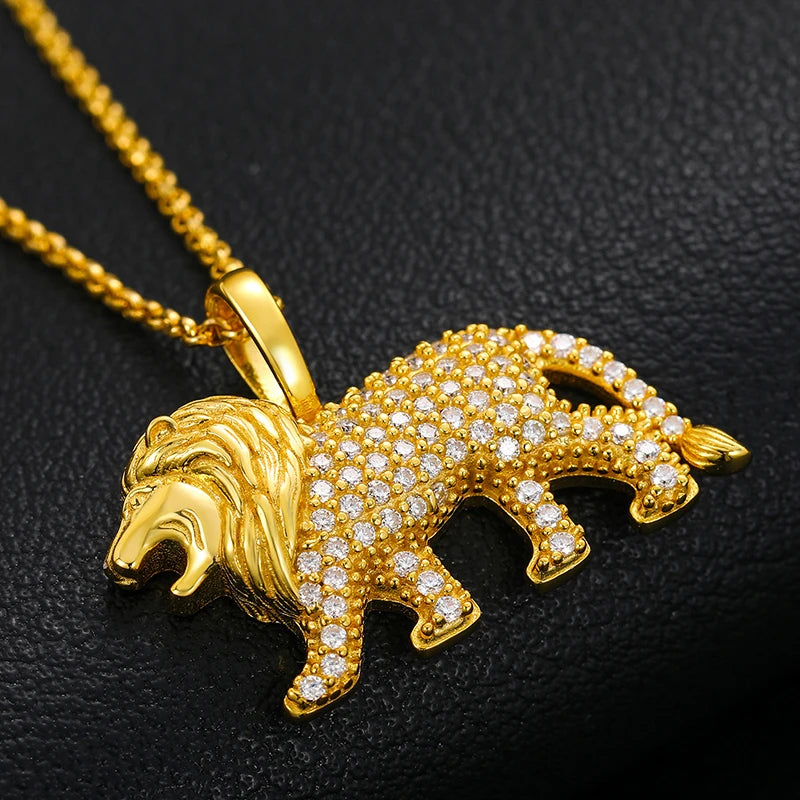 Moissanite Lion Pendant with 40cm Chain