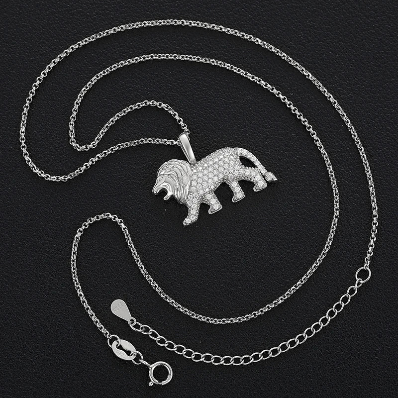 Moissanite Lion Pendant with 40cm Chain
