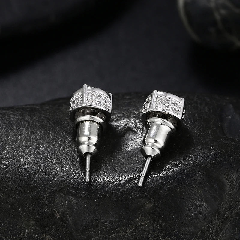 Iced Out CZ Round Stud Earring