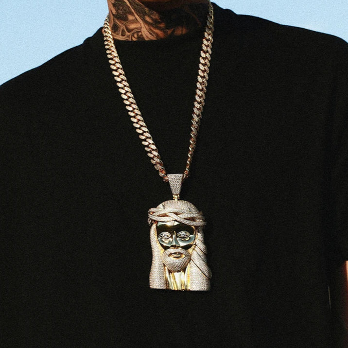 Jesus Piece Pendant w 18in Cuban Chain