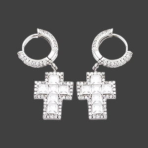 Iced Out CZ Stubby Cross w Hoop Earring