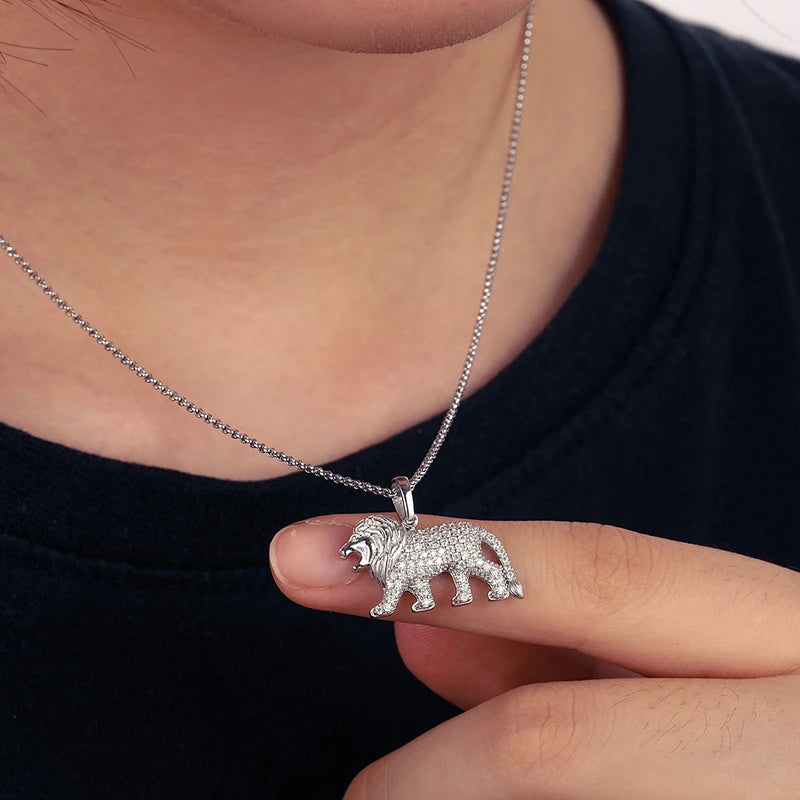 Moissanite Lion Pendant with 40cm Chain