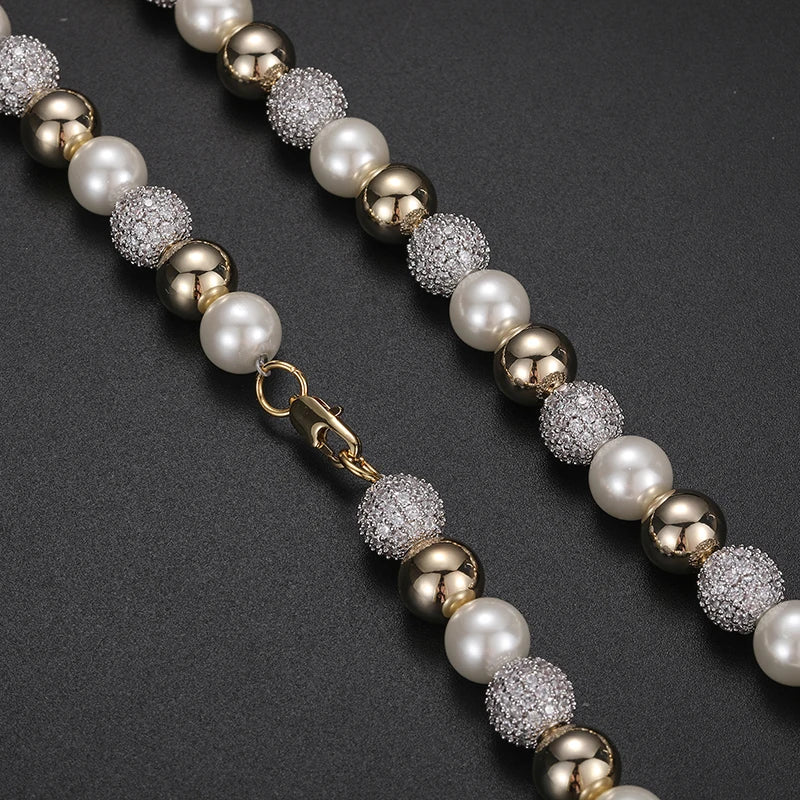 Iced Out CZ Pearl Necklace